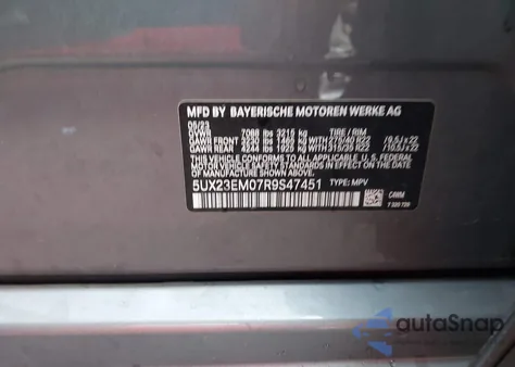 2024 BMW X7 xDrive40I z USA, uszkodzony, nr VIN 5UX23EM07R9S47451